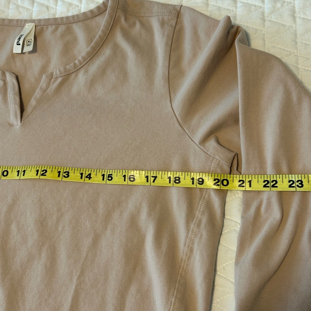 Pact Organic Cotton Long Sleeve Split V Neck Shirt XL - Picture 4 of 7